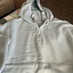 UO Standard Cloth Light Green/Blur Half-Zip Hoodie